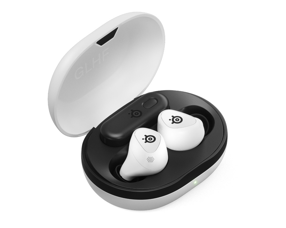 
 An image of white version of GameBuds.
 