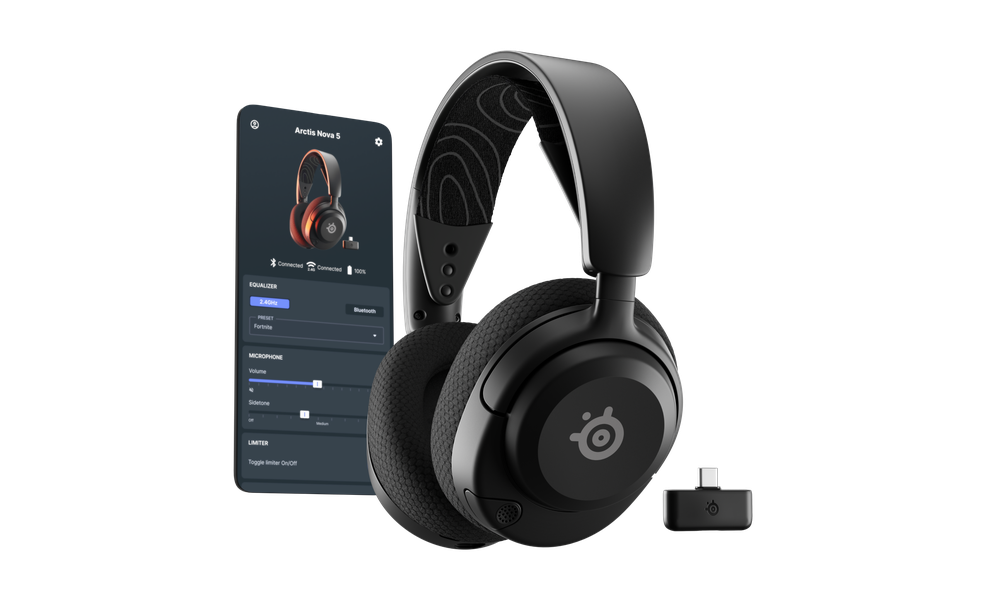 
 Arctis Nova 5 angle shot with mobile phone visible on the left side.
 