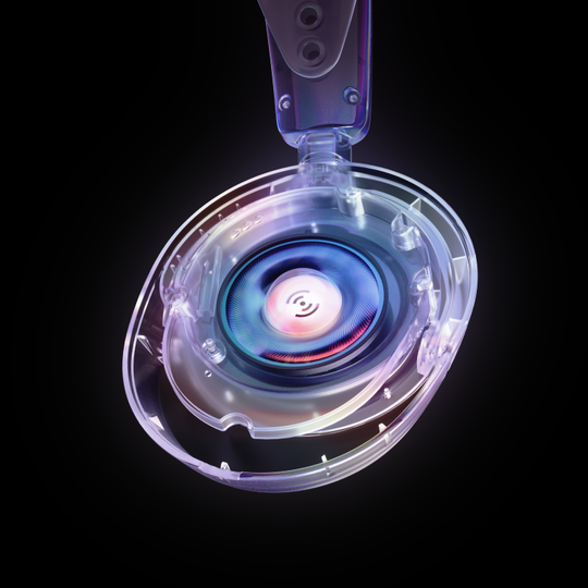 A close up look inside the drivers of the Arctis Nova 7X headset.