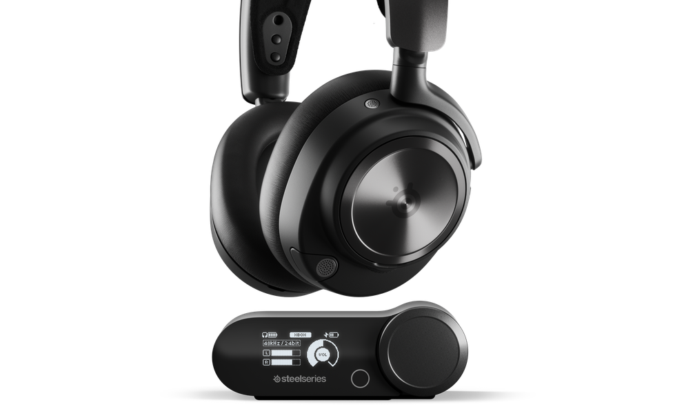 
 An Arctis Nova Pro Wireless and base station.
 