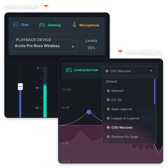 Software widgets from SteelSeries Sonar